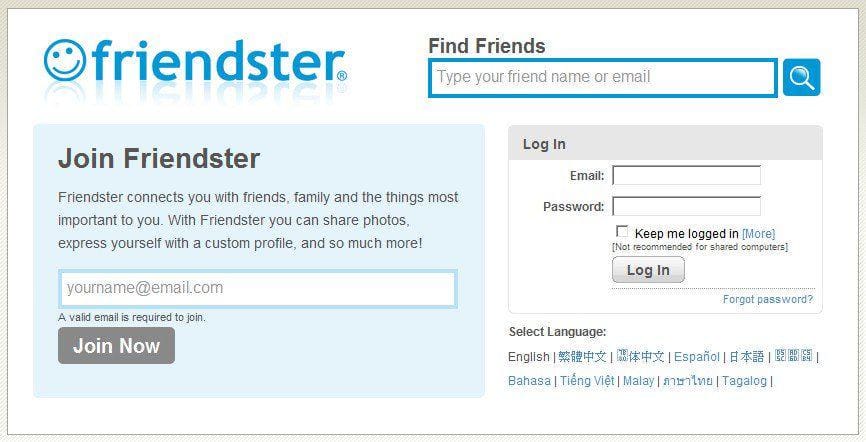 Halaman login Friendster. (friendster.com)