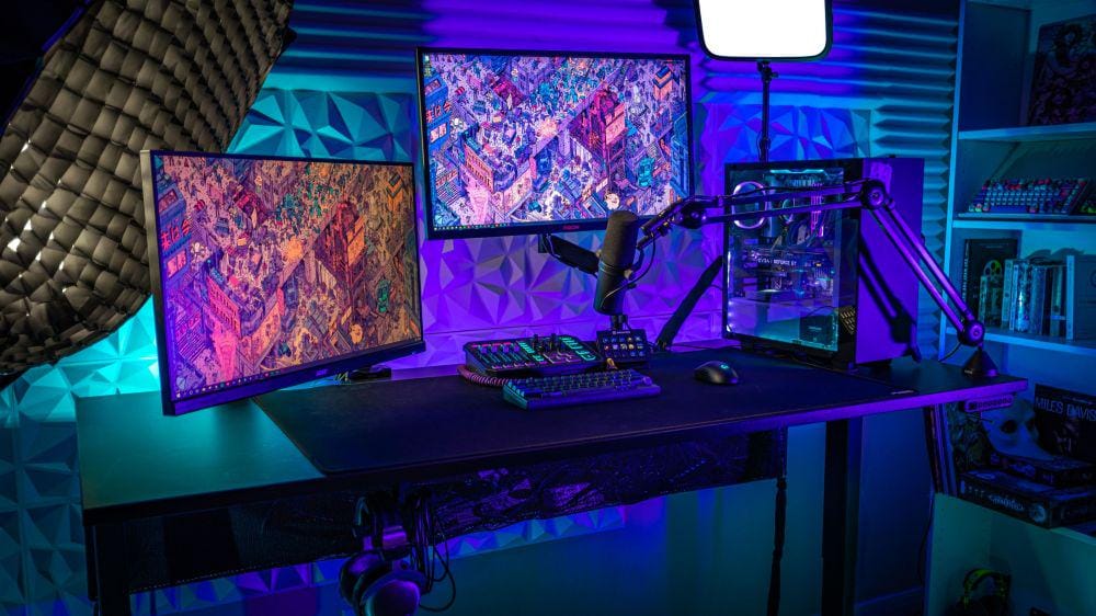 pengaturan meja gamer streamer (reddit.com/fracno)