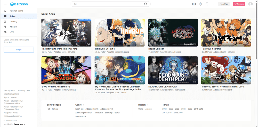 Platform Bstation (dok. bilibili.tv)