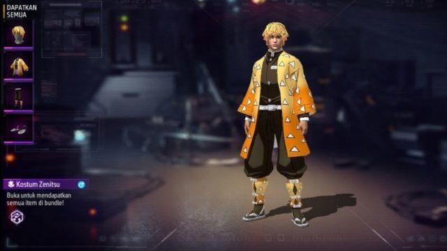 Cara Dapat Bundle Kostum Zenitsu Demon Slayer di Free Fire (FF)