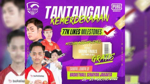 Milestone Tercapai, Tiket Grand Final 2022 PMPL ID Fall Resmi Gratis!