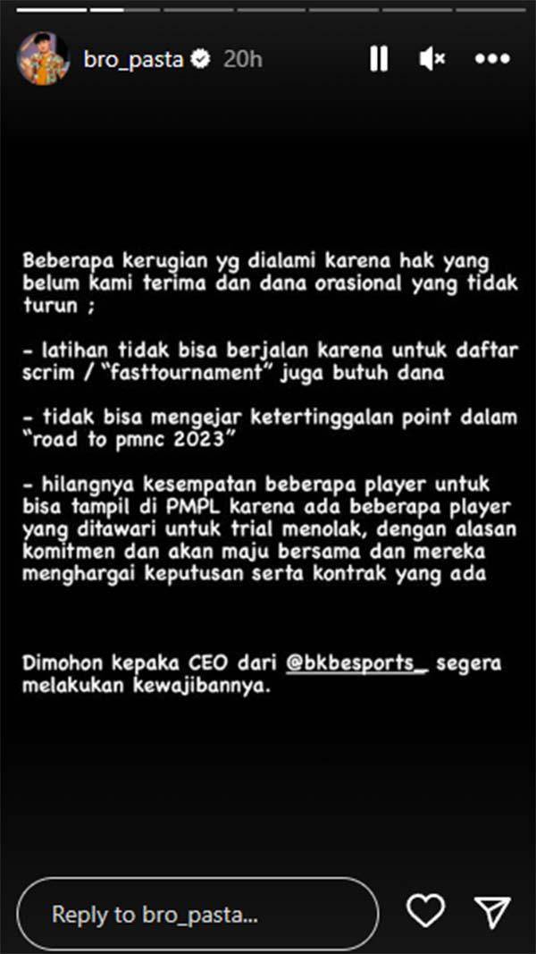 Sumber: Story Instargam @bro_pasta
