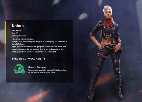 Notora punya skill Racer’s Blessing yang bisa meng-heal teman di dalam kendaraan. (Suara Pakar)