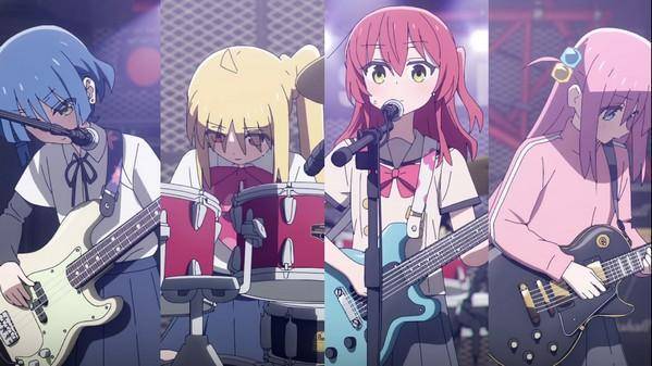Anggota Kessoku Band dari kiri ke kanan: Ryo Yamada, Nijika Ijichi, Ikuyo Kita, Hitori Gotoh. (Gora Juara)