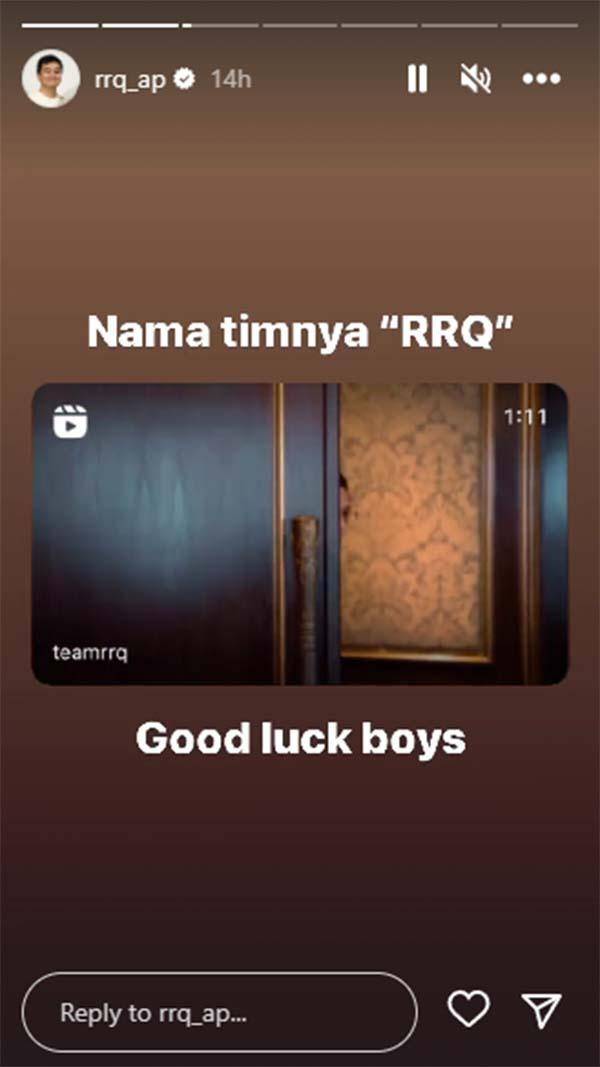 Story Instagram @rrq_ap, Rabu (25/1/2023). Sumber: instagram.com/rrq_ap