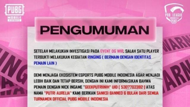 Ringing Terjadi di DGWIB PUBG Mobile, Ini Sanksinya untuk Pemain