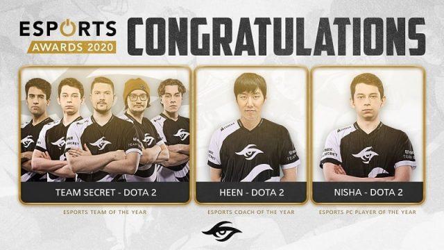 Team Secret Rebut 3 Penghargaan di Esports Awards 2020!