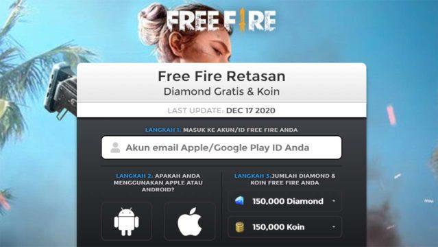 Free Fire Retasan, Situs Generator Diamond dan Koin Terbaru yang Harus Dihindari