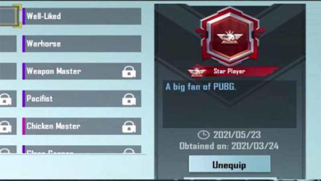 Star Player Title PUBG Mobile, Ini Penjelasan dan Cara Mendapatkannya