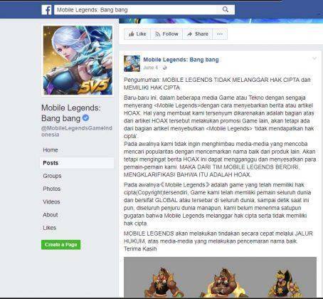 Sumber: Facebook.com/Mobilelegendsgameindonesia