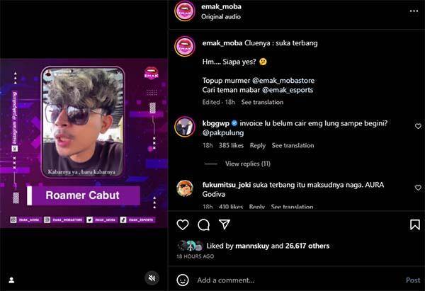 Sumber: instagram.com/emak_moba
