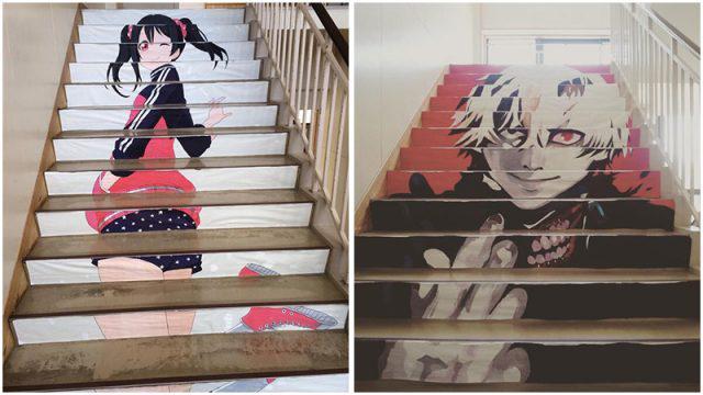 Bikin Betah Wibu! Sekolah Jepang Hias Tangga dengan Nuansa Anime