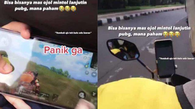 Kocak! Penumpang Cewek Ini Panik Diminta Lanjutkan Main PUBG Mobile oleh Driver Ojol, Lagi Push Rank?