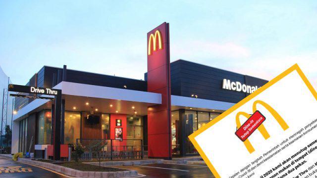 Mulai Tanggal 1 April McDonald akan Tiadakan Layanan Makan di Tempat atau Dine In