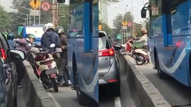 Ngenes! Bantu Angkat Motor Lain, Pengendara Ini Malah Ditinggal Sendirian