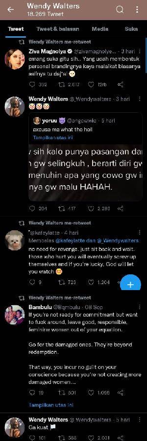Source: twitter.com/_Wendywalters (Tweet Wendy yang jadi dugaan kuat perselingkuhan Reza Arap)