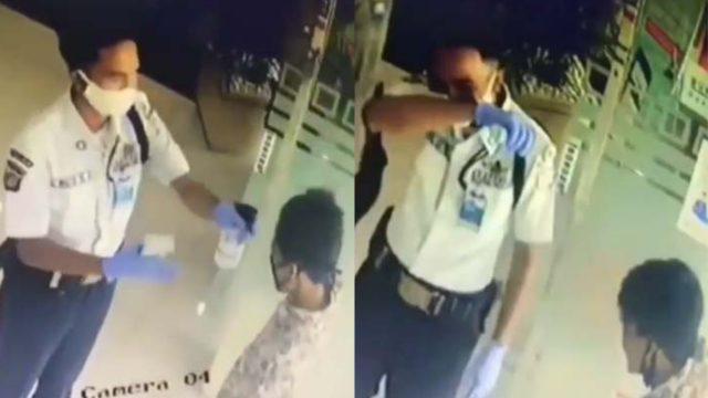 Enggak Fokus, Satpam Mau Ukur Suhu Malah Sempot Hand Sanitizer ke Wajah Tamu