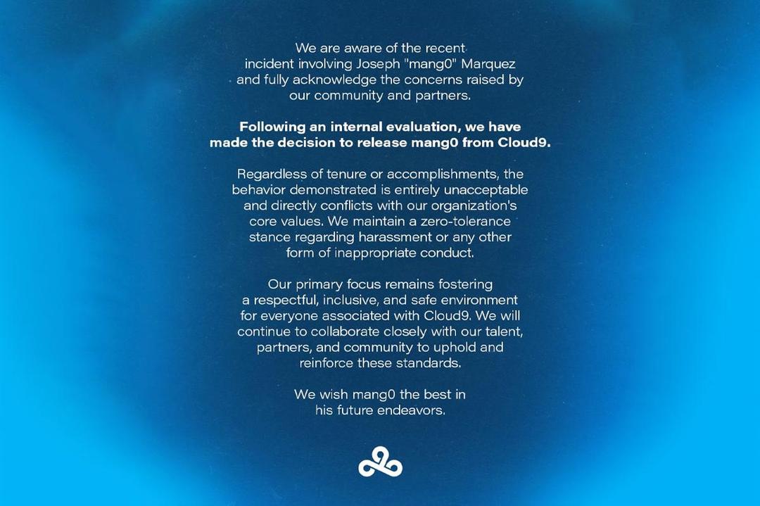 Pernyataan resmi Cloud9. (Dok. Cloud9)