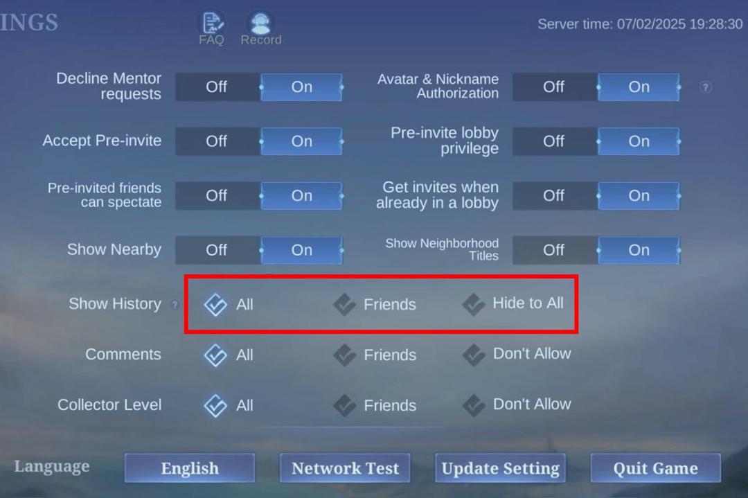 Pengaturan match history ada di menu Privacy. (Dok. GGWP)