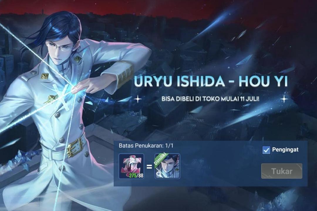 Tukarkan 88 fragmen skin untuk mendapatkan skin Uryu Ishida. (Dok. GGWP)