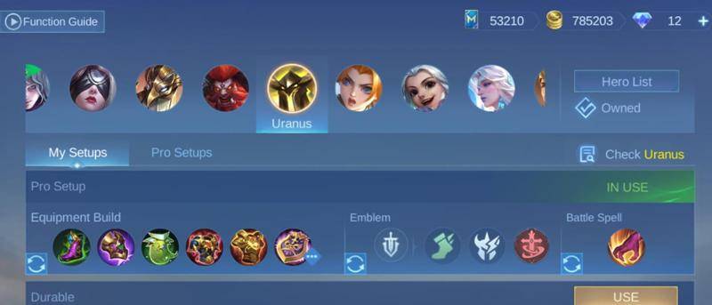 Build Item Uranus Jungler (mobile legends)