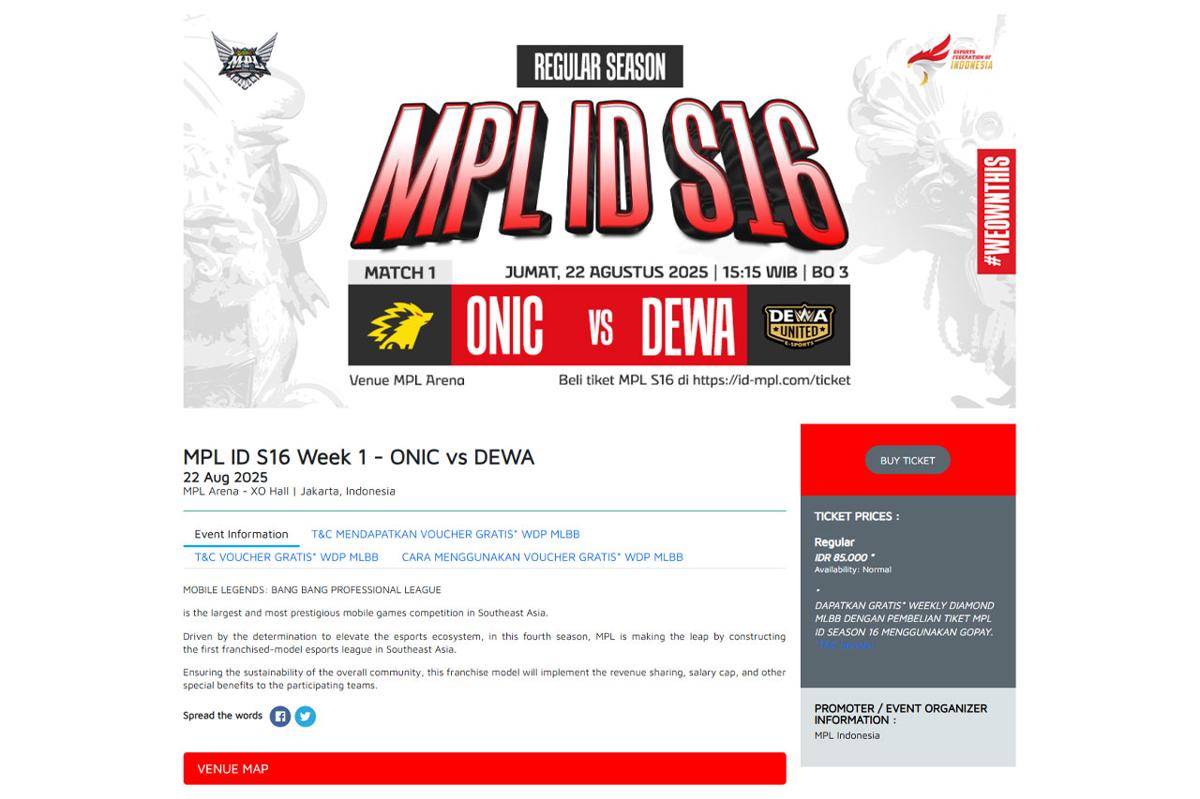 Halaman pembelian tiket. (Dok. Moonton)
