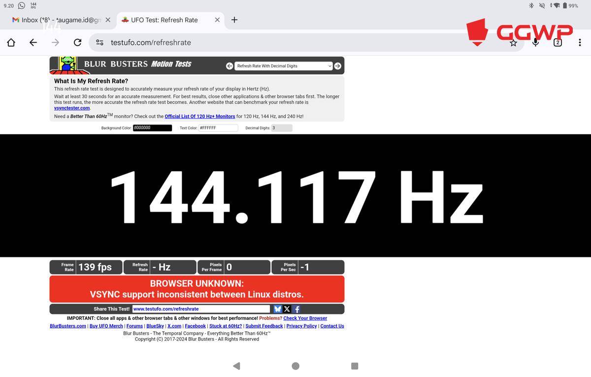XPAD GT, Layar 144 Hz,  Dok. GGWP.png