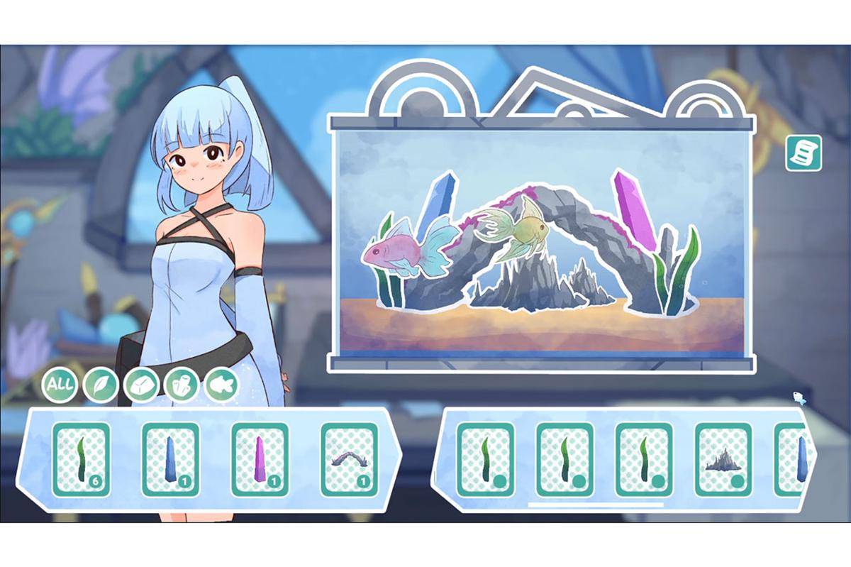 Dalam game ini, Mio diminta untuk menciptakan sebuah aquascape dari benda yang ia temukan di dunia luar. (Dok. Thizen Studio)