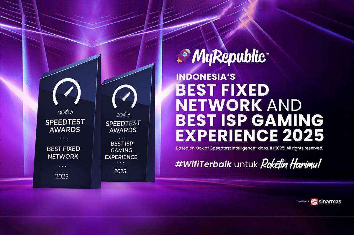 MyRepublic Indonesia meraih penghargaan Speedtest Awards dari Ookla. (Dok. MyRepublic)