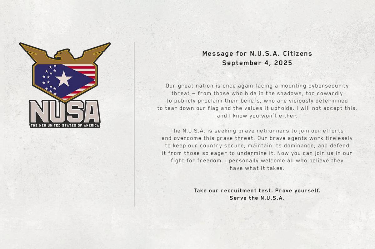 Pengumuman dari presiden NUSA. (x.com/CyberpunkGame)