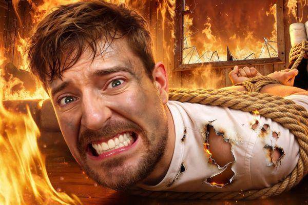 MrBeast Bikin Geger, Ikat Pria di Rumah Terbakar Demi USD500 ribu