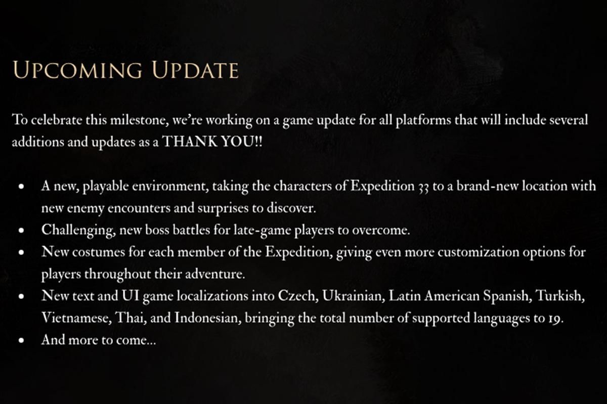 Daftar update Clair Obscur: Expedition 33. (Dok. Sandfall Interactive)