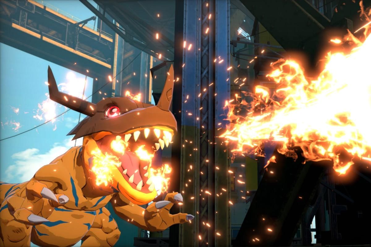 Greymon mengeluarkan serangan api dari mulutnya. (Steam)