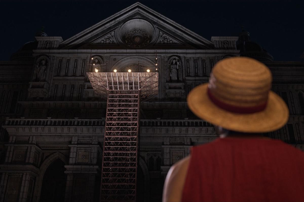Luffy melihat altar tempat Roger dieksekusi di Loguetown. (Dok. Netflix)