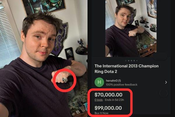 Dilelang Mulai dari Rp1 M, Cincin Juara Dunia Dota 2 Ini Dijual di eBay