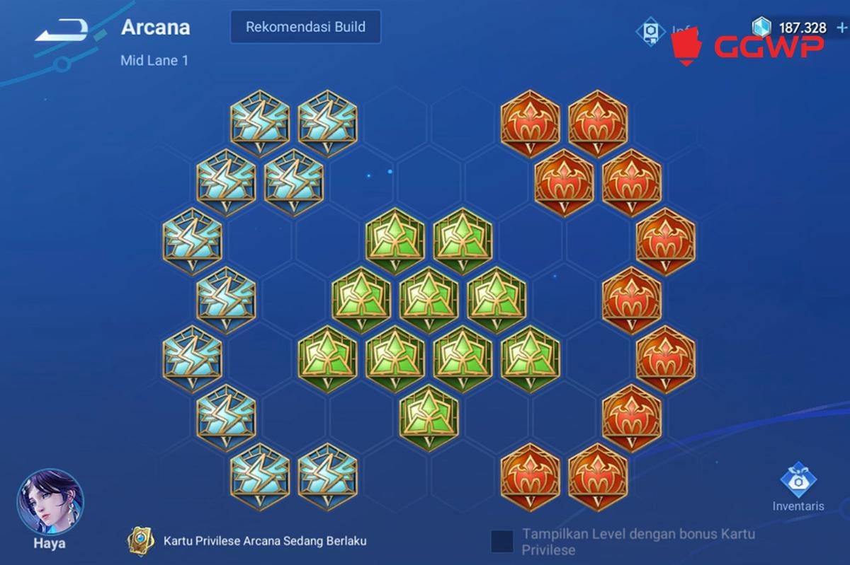 Susunan Arcana Haya Honor of Kings. (Dok. GGWP)