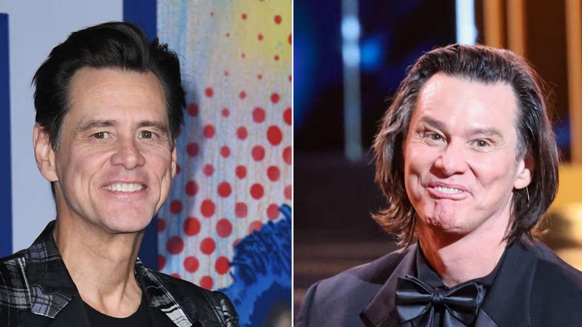 Perbandingan wajah Jim Carrey dulu dan sekarang. (The Mirror)