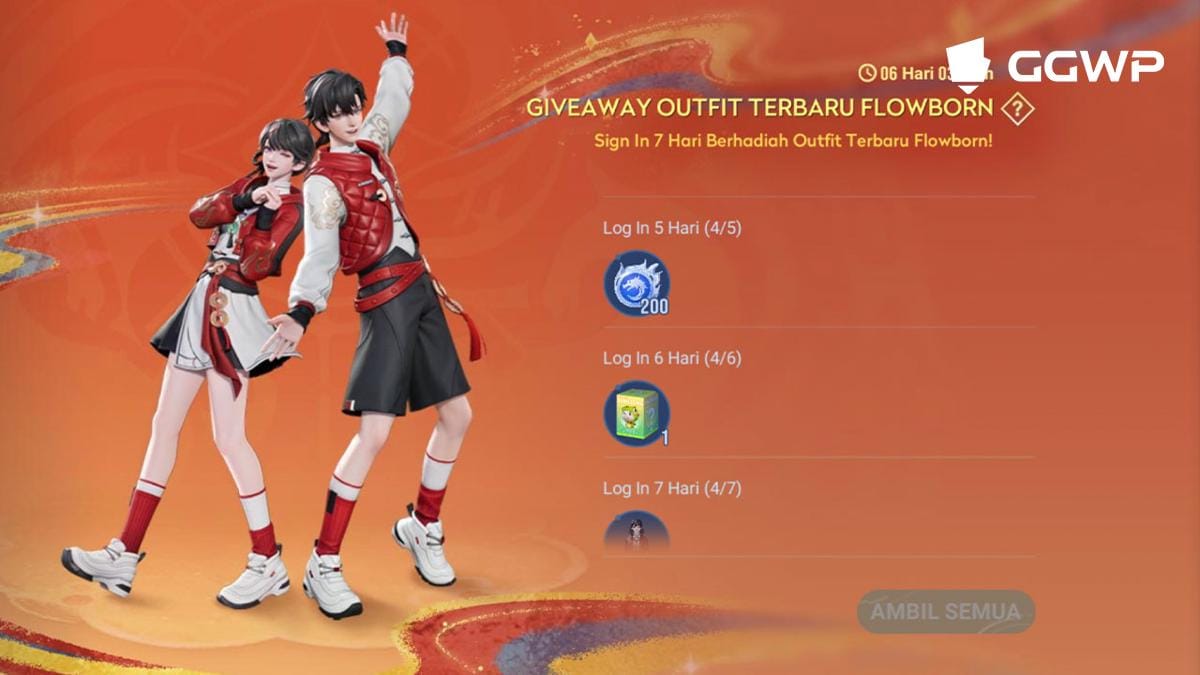 Login setiap hari untuk mendapatkan outfit Imlek Flowborn. (Dok. GGWP)