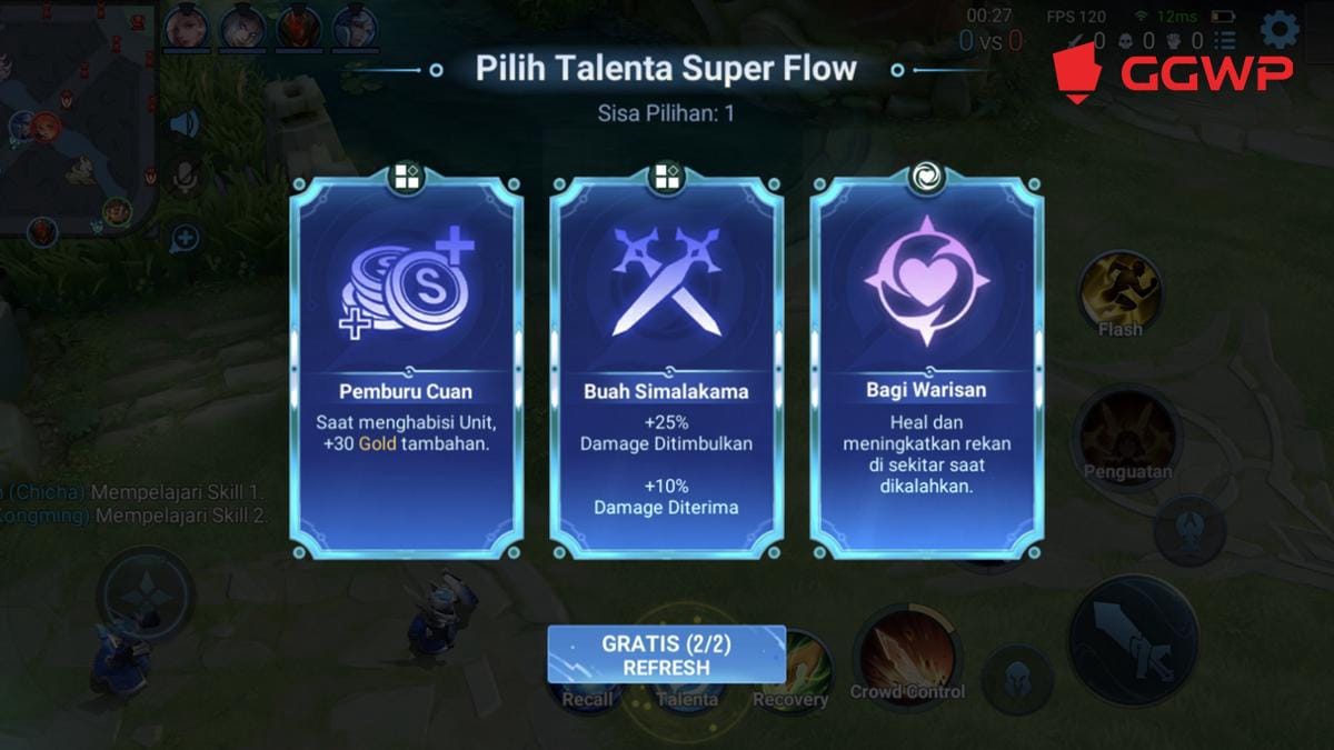 Pilih satu talenta untuk meningkatkan kemampuan hero. (Dok. GGWP)