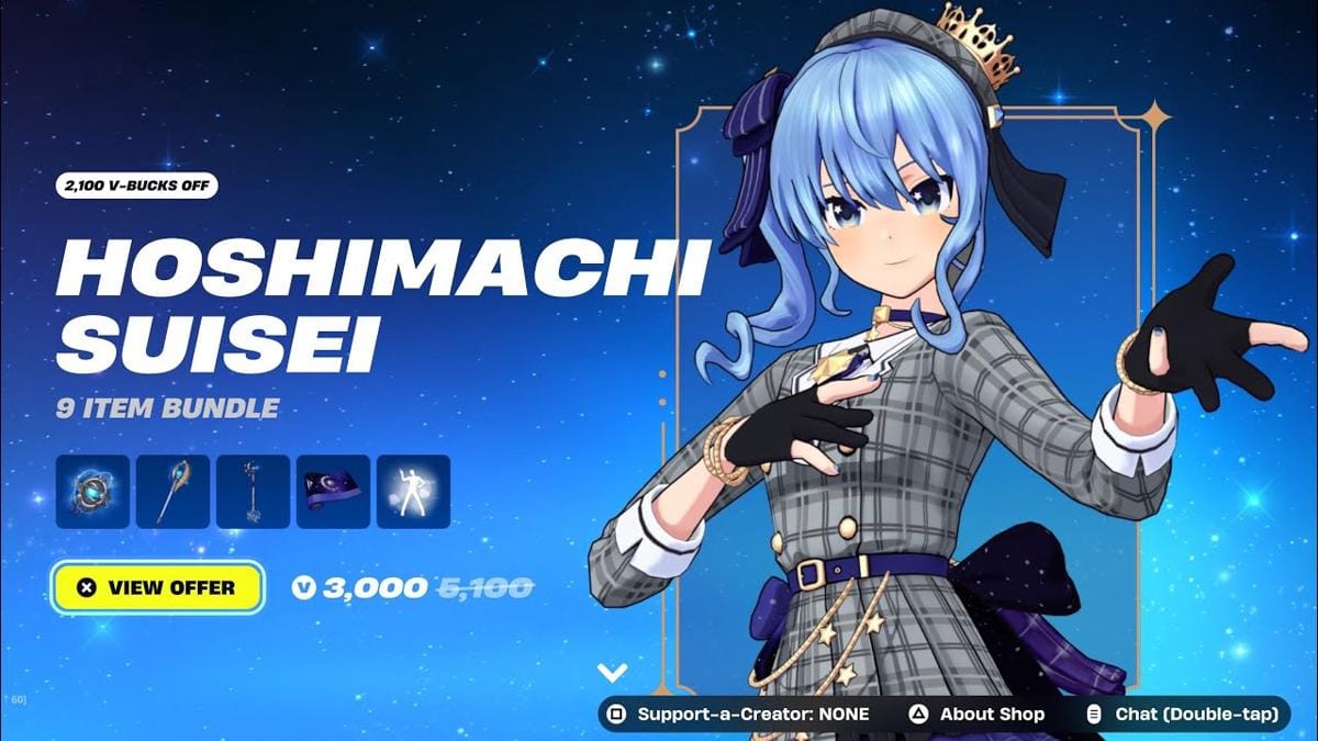 Bundle Hoshimachi Suisesi bisa diperoleh seharga 3000 V-Buck. (YouTube)