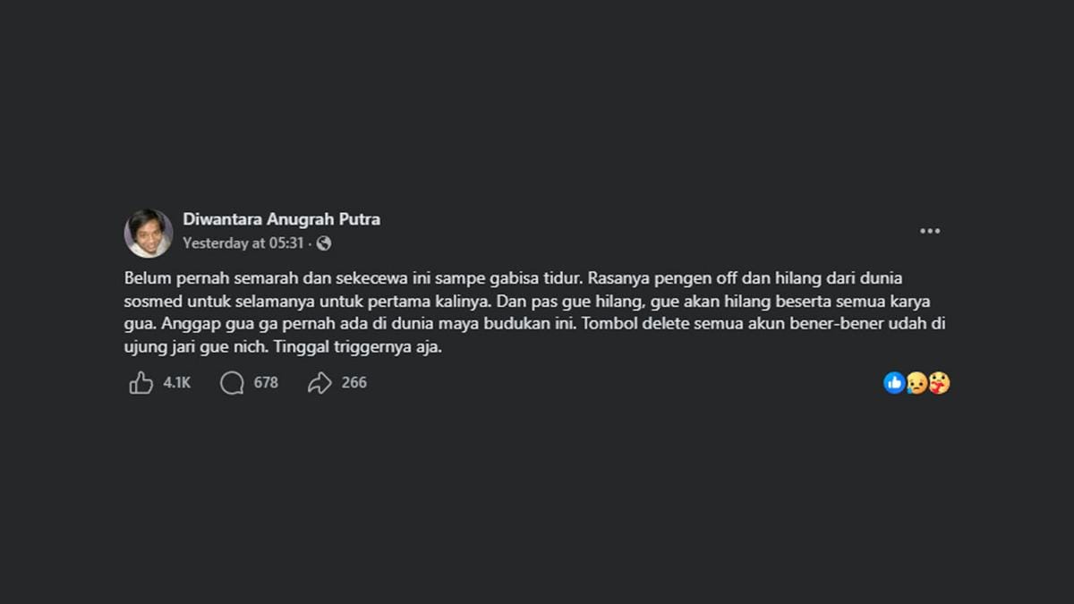 Unggahan status Tara Arts di Facebook. (Facebook)