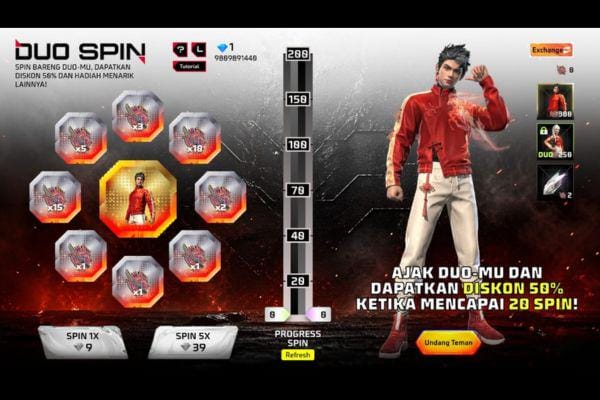 Cara Dapatkan Fiery Charger Bundle FF di Event Duo Spin Free Fire 2026