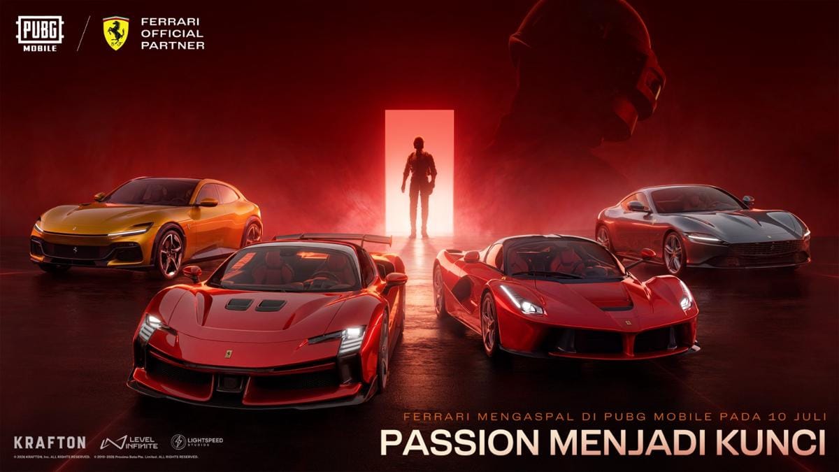 Kolaborasi PUBG Mobile dengan Ferrari & Scuderia Ferrari HP Hadirkan 4 Mobil Ikonik