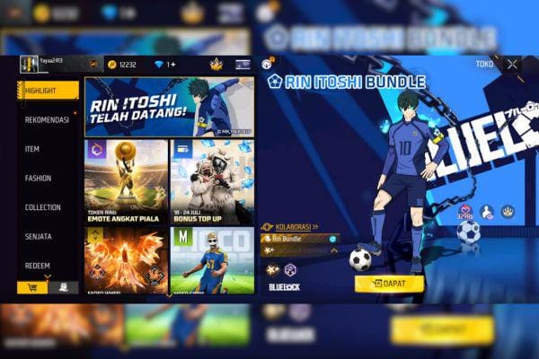 Cara Hemat Dapatkan Bundle Rin Itoshi Free Fire x Blue Lock, Ini Triknya!