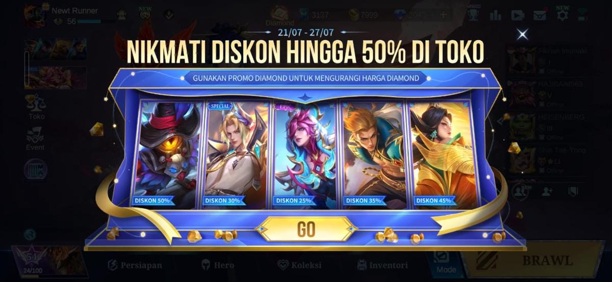 Jadwal Mega Sale Diamond Kuning MLBB Juli 2026, saat Terbaik Borong Skin Termurah