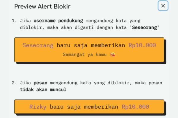 Cara Mengaktifkan Filter Kata Saweria untuk Blokir Pesan Tertentu