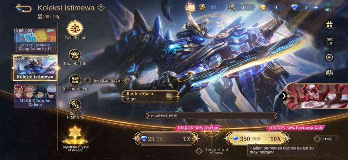 Cara Dapatkan Skin Argus Raiden Maru MLBB dengan Harga Lebih Murah