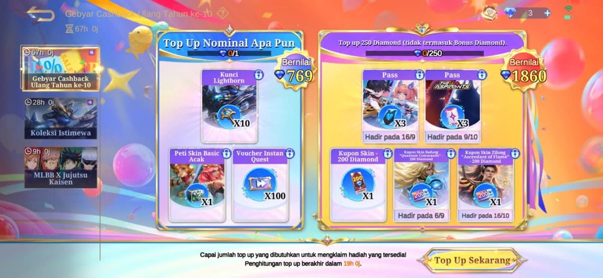 Gebyar Cashback 10 Tahun MLBB Dimulai, Top Up di GGWP Top Up Bisa Makin Untung
