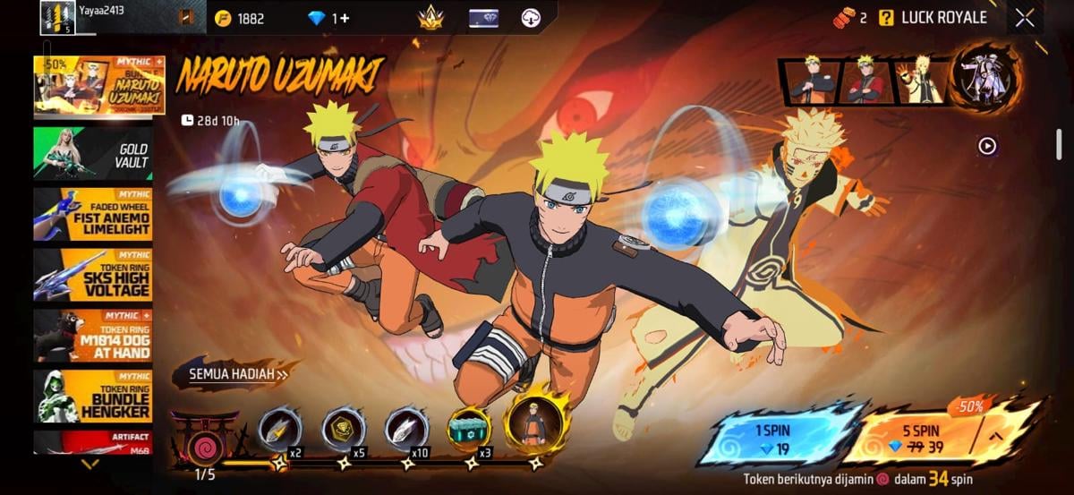 Cara Hemat Dapatkan Bundle Naruto Uzumaki Terbaru di Free Fire