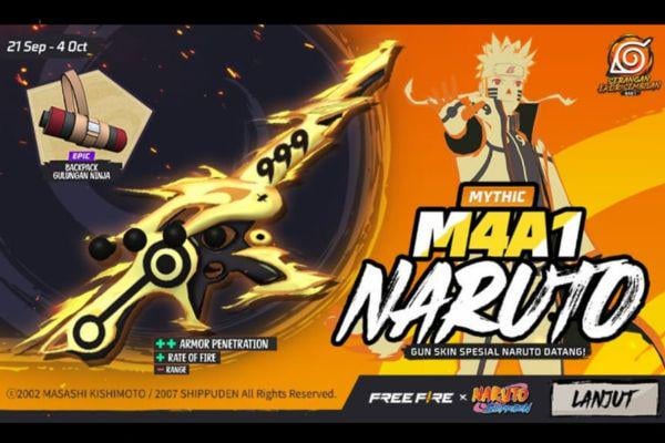 Mau Skin M4A1 Naruto? Ini Harga dan Cara Mendapatkannya di Free Fire